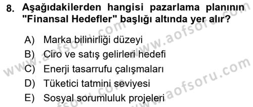 Marka ve Yönetimi Dersi 2025 - 2026 Yılı (Vize) Ara Sınav Soruları 8. Soru