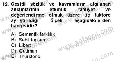 Marka İletişiminde Analiz ve Araştırma 1 Dersi 2012 - 2013 Yılı (Final) Dönem Sonu Sınav Soruları 12. Soru