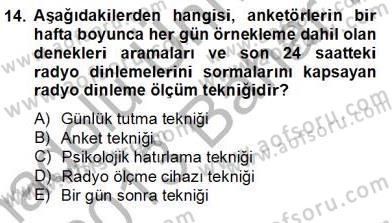 Marka İletişiminde Analiz ve Araştırma 1 Dersi 2012 - 2013 Yılı (Final) Dönem Sonu Sınav Soruları 14. Soru