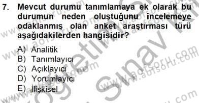 Marka İletişiminde Analiz ve Araştırma 1 Dersi 2012 - 2013 Yılı (Final) Dönem Sonu Sınav Soruları 7. Soru