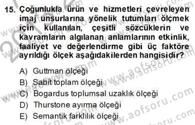 Marka İletişiminde Analiz ve Araştırma 1 Dersi 2013 - 2014 Yılı (Final) Dönem Sonu Sınav Soruları 15. Soru