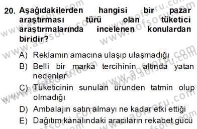 Marka İletişiminde Analiz ve Araştırma 1 Dersi 2013 - 2014 Yılı (Final) Dönem Sonu Sınav Soruları 20. Soru
