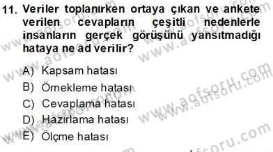 Marka İletişiminde Analiz ve Araştırma 1 Dersi 2013 - 2014 Yılı Tek Ders Sınav Soruları 11. Soru
