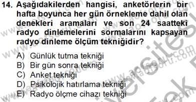 Marka İletişiminde Analiz ve Araştırma 1 Dersi 2013 - 2014 Yılı Tek Ders Sınav Soruları 14. Soru