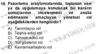 Marka İletişiminde Analiz ve Araştırma 1 Dersi 2014 - 2015 Yılı (Final) Dönem Sonu Sınav Soruları 19. Soru