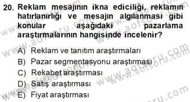 Marka İletişiminde Analiz ve Araştırma 1 Dersi 2014 - 2015 Yılı (Final) Dönem Sonu Sınav Soruları 20. Soru