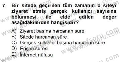 Marka İletişiminde Analiz ve Araştırma 1 Dersi 2014 - 2015 Yılı (Final) Dönem Sonu Sınav Soruları 7. Soru