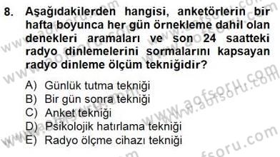 Marka İletişiminde Analiz ve Araştırma 1 Dersi 2014 - 2015 Yılı (Final) Dönem Sonu Sınav Soruları 8. Soru