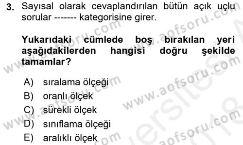 Marka İletişiminde Analiz ve Araştırma 1 Dersi 2017 - 2018 Yılı (Final) Dönem Sonu Sınav Soruları 3. Soru