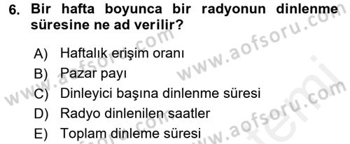Marka İletişiminde Analiz ve Araştırma 1 Dersi 2017 - 2018 Yılı (Final) Dönem Sonu Sınav Soruları 6. Soru