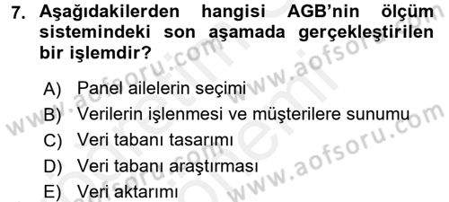 Marka İletişiminde Analiz ve Araştırma 1 Dersi 2017 - 2018 Yılı (Final) Dönem Sonu Sınav Soruları 7. Soru