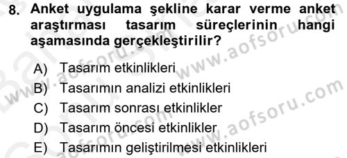 Marka İletişiminde Analiz ve Araştırma 1 Dersi 2017 - 2018 Yılı (Final) Dönem Sonu Sınav Soruları 8. Soru