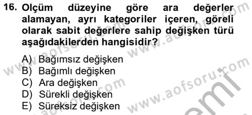 Marka İletişiminde Analiz Ve Araştırma 1 Dersi 2012 - 2013 Yılı (Vize) Ara Sınav Soruları 16. Soru