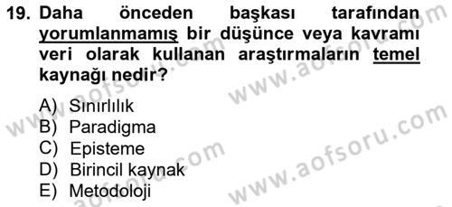 Marka İletişiminde Analiz Ve Araştırma 1 Dersi 2012 - 2013 Yılı (Vize) Ara Sınav Soruları 19. Soru