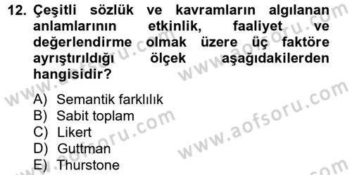 Marka İletişiminde Analiz Ve Araştırma 1 Dersi 2012 - 2013 Yılı (Final) Dönem Sonu Sınav Soruları 12. Soru