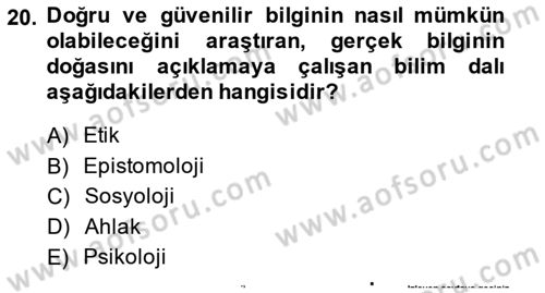 Marka İletişiminde Analiz Ve Araştırma 1 Dersi 2013 - 2014 Yılı (Vize) Ara Sınav Soruları 20. Soru