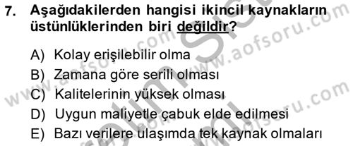 Marka İletişiminde Analiz Ve Araştırma 1 Dersi 2013 - 2014 Yılı (Vize) Ara Sınav Soruları 7. Soru