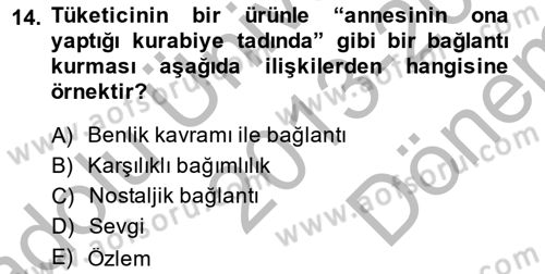 Marka İletişiminde Analiz Ve Araştırma 1 Dersi 2013 - 2014 Yılı (Final) Dönem Sonu Sınav Soruları 14. Soru