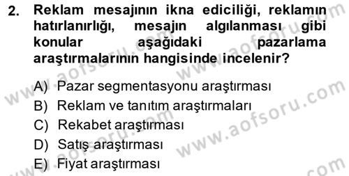 Marka İletişiminde Analiz Ve Araştırma 1 Dersi 2013 - 2014 Yılı (Final) Dönem Sonu Sınav Soruları 2. Soru