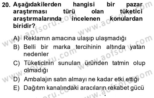 Marka İletişiminde Analiz Ve Araştırma 1 Dersi 2013 - 2014 Yılı (Final) Dönem Sonu Sınav Soruları 20. Soru