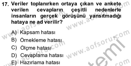 Marka İletişiminde Analiz Ve Araştırma 1 Dersi 2014 - 2015 Yılı (Vize) Ara Sınav Soruları 17. Soru