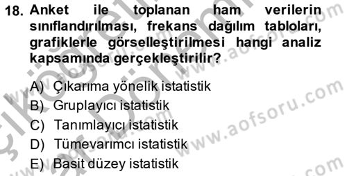 Marka İletişiminde Analiz Ve Araştırma 1 Dersi 2014 - 2015 Yılı (Vize) Ara Sınav Soruları 18. Soru