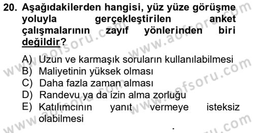 Marka İletişiminde Analiz Ve Araştırma 1 Dersi 2014 - 2015 Yılı (Vize) Ara Sınav Soruları 20. Soru