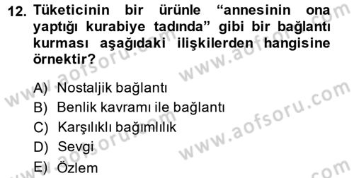 Marka İletişiminde Analiz Ve Araştırma 1 Dersi 2014 - 2015 Yılı (Final) Dönem Sonu Sınav Soruları 12. Soru