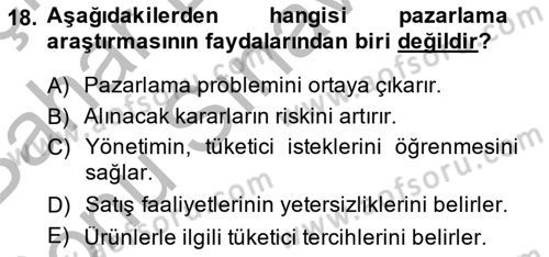 Marka İletişiminde Analiz Ve Araştırma 1 Dersi 2014 - 2015 Yılı (Final) Dönem Sonu Sınav Soruları 18. Soru