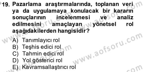 Marka İletişiminde Analiz Ve Araştırma 1 Dersi 2014 - 2015 Yılı (Final) Dönem Sonu Sınav Soruları 19. Soru