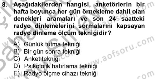 Marka İletişiminde Analiz Ve Araştırma 1 Dersi 2014 - 2015 Yılı (Final) Dönem Sonu Sınav Soruları 8. Soru