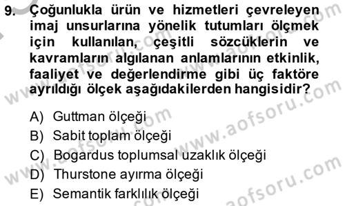 Marka İletişiminde Analiz Ve Araştırma 1 Dersi 2014 - 2015 Yılı (Final) Dönem Sonu Sınav Soruları 9. Soru