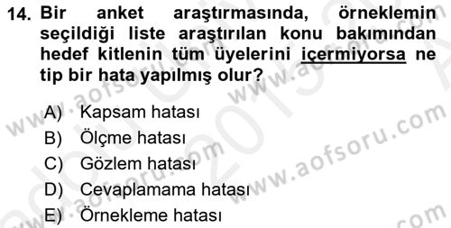 Marka İletişiminde Analiz Ve Araştırma 1 Dersi 2015 - 2016 Yılı (Vize) Ara Sınav Soruları 14. Soru