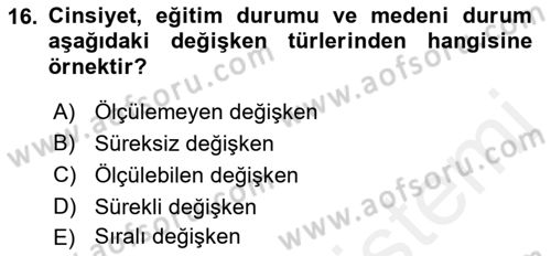Marka İletişiminde Analiz Ve Araştırma 1 Dersi 2015 - 2016 Yılı (Vize) Ara Sınav Soruları 16. Soru