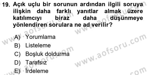 Marka İletişiminde Analiz Ve Araştırma 1 Dersi 2015 - 2016 Yılı (Vize) Ara Sınav Soruları 19. Soru