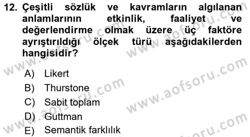 Marka İletişiminde Analiz Ve Araştırma 1 Dersi 2015 - 2016 Yılı (Final) Dönem Sonu Sınav Soruları 12. Soru
