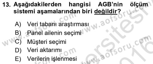 Marka İletişiminde Analiz Ve Araştırma 1 Dersi 2015 - 2016 Yılı (Final) Dönem Sonu Sınav Soruları 13. Soru