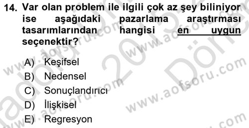 Marka İletişiminde Analiz Ve Araştırma 1 Dersi 2015 - 2016 Yılı (Final) Dönem Sonu Sınav Soruları 14. Soru