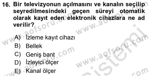 Marka İletişiminde Analiz Ve Araştırma 1 Dersi 2015 - 2016 Yılı (Final) Dönem Sonu Sınav Soruları 16. Soru