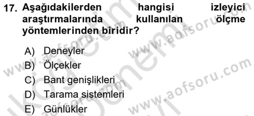 Marka İletişiminde Analiz Ve Araştırma 1 Dersi 2015 - 2016 Yılı (Final) Dönem Sonu Sınav Soruları 17. Soru