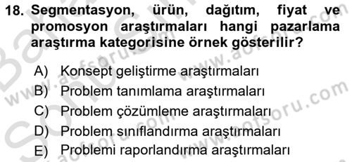 Marka İletişiminde Analiz Ve Araştırma 1 Dersi 2015 - 2016 Yılı (Final) Dönem Sonu Sınav Soruları 18. Soru