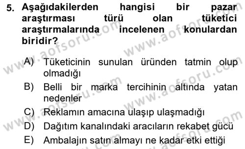 Marka İletişiminde Analiz Ve Araştırma 1 Dersi 2015 - 2016 Yılı (Final) Dönem Sonu Sınav Soruları 5. Soru