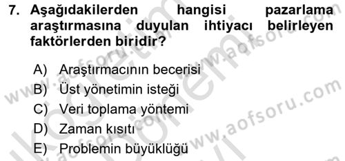 Marka İletişiminde Analiz Ve Araştırma 1 Dersi 2015 - 2016 Yılı (Final) Dönem Sonu Sınav Soruları 7. Soru