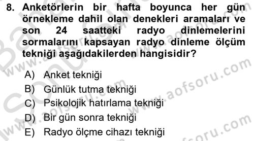 Marka İletişiminde Analiz Ve Araştırma 1 Dersi 2015 - 2016 Yılı (Final) Dönem Sonu Sınav Soruları 8. Soru