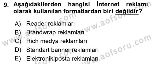 Marka İletişiminde Analiz Ve Araştırma 1 Dersi 2015 - 2016 Yılı (Final) Dönem Sonu Sınav Soruları 9. Soru