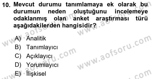 Marka İletişiminde Analiz Ve Araştırma 1 Dersi 2016 - 2017 Yılı 3 Ders Sınav Soruları 10. Soru