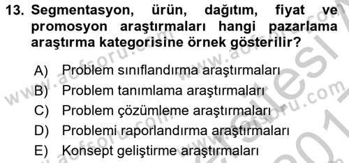 Marka İletişiminde Analiz Ve Araştırma 1 Dersi 2016 - 2017 Yılı 3 Ders Sınav Soruları 13. Soru