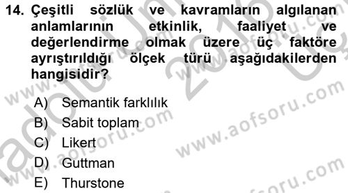 Marka İletişiminde Analiz Ve Araştırma 1 Dersi 2016 - 2017 Yılı 3 Ders Sınav Soruları 14. Soru