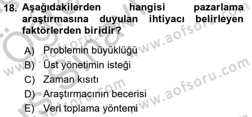Marka İletişiminde Analiz Ve Araştırma 1 Dersi 2016 - 2017 Yılı 3 Ders Sınav Soruları 18. Soru