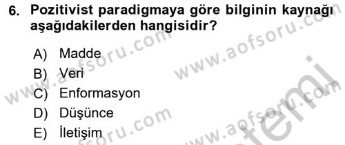 Marka İletişiminde Analiz Ve Araştırma 1 Dersi 2016 - 2017 Yılı 3 Ders Sınav Soruları 6. Soru